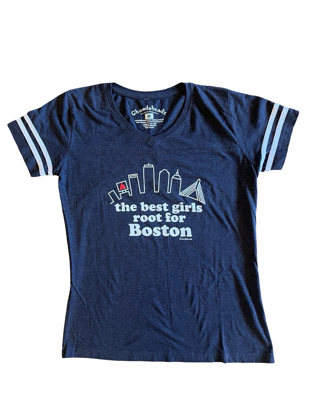CHOWDAHEADZ Root For Boston Retro Ringer M T-Shirt Fenway Red Sox Pats Classic